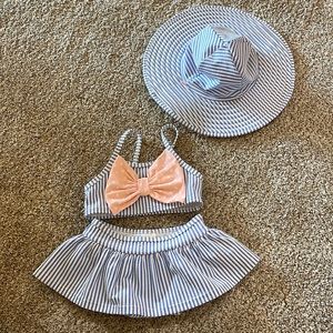 Ruffle Butts Swim Suit Size 12-18 months and Matching Hat